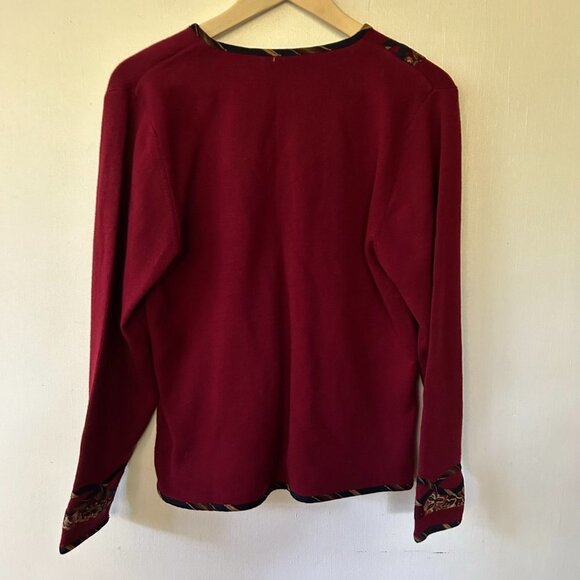 Koos of Course Cardigan Womens Medium Red Floral VTG Knit Sweater Button Front - Picture 6 of 6